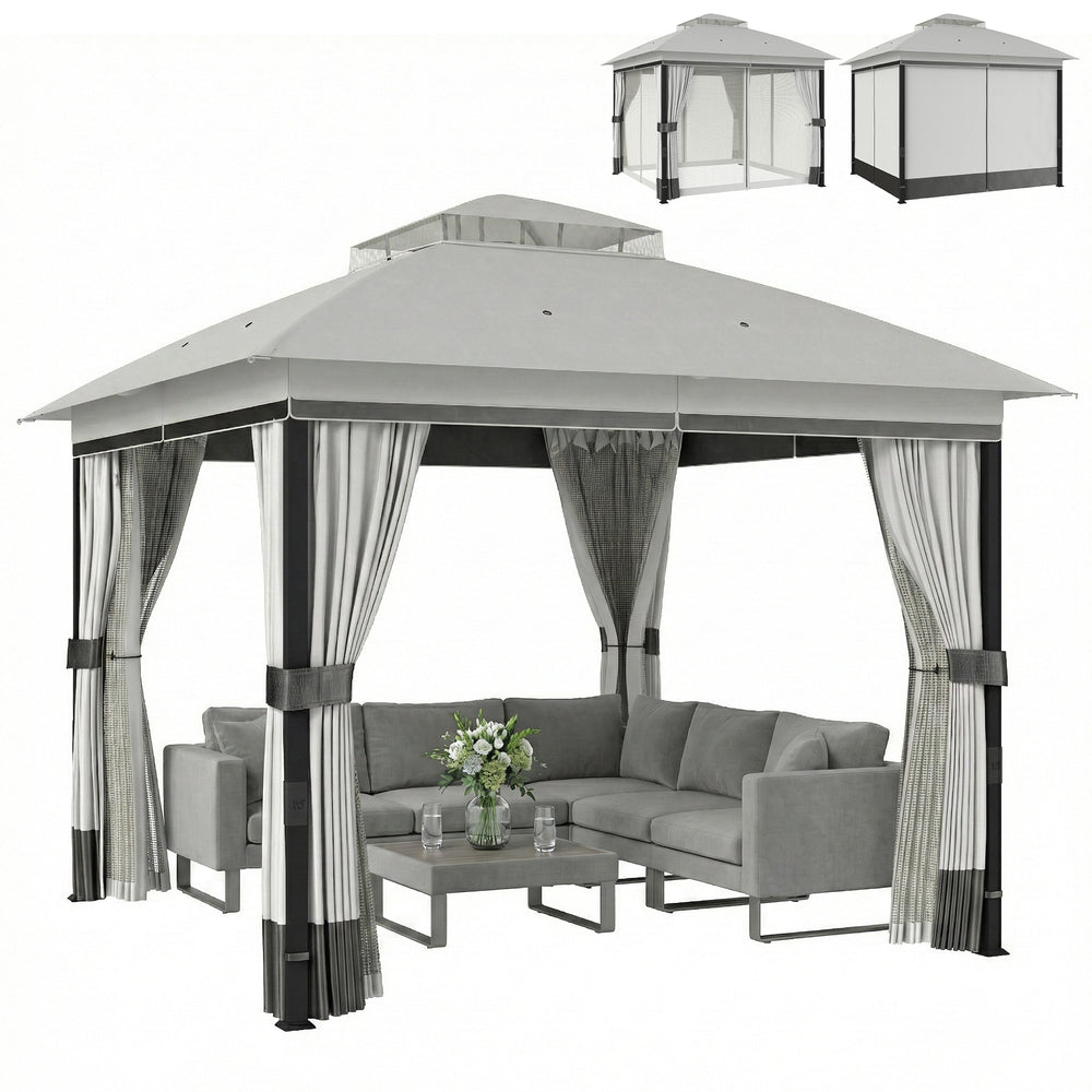 10 x 10 ft. Double Roof Gazebo with UPF50+ Protection, Light Gray