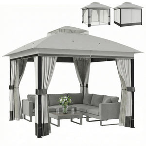 10 x 10 ft. Double Roof Gazebo with UPF50+ Protection, Light Gray