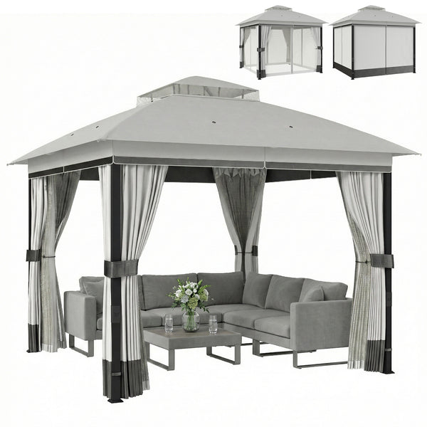 10 x 10 ft. Double Roof Gazebo with UPF50+ Protection, Light Gray