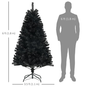 6ft Black Artificial Christmas Trees with Automatic Opening and Steel Base
