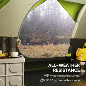 Waterproof camping tent with mesh window, storage pockets and hook