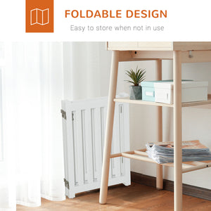 White foldable pet gate with door, 4 panels