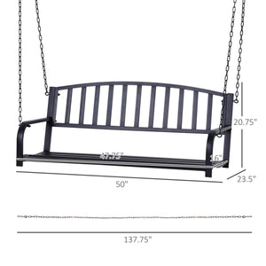 Porch swing with chain, black