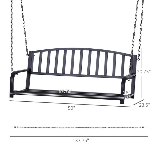 Porch swing with chain, black