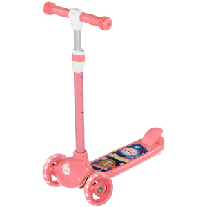 3-wheel scooter, adjustable height, rear brake, LED lighting, TPE handlebar, pink 