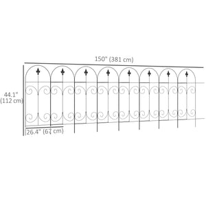 Set of 8 metal garden fence panels