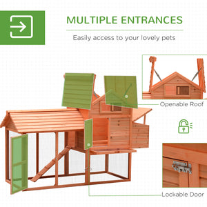 Wooden chicken coop, hutch, poultry cage, garden enclosure with kennel