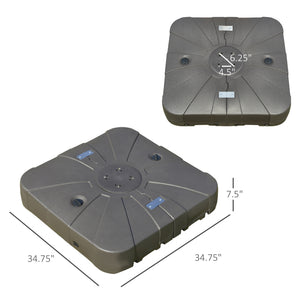 Square offset parasol base with wheels, coffee color