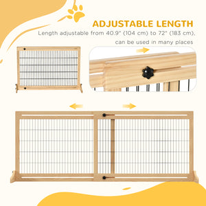 Freestanding Wooden Pet Gate with Support Feet