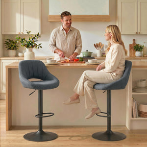 Adjustable swivel bar stools, dark gray, set of 2