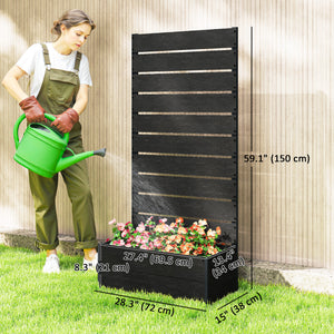 Raised planter with trellis for climbing plants, black