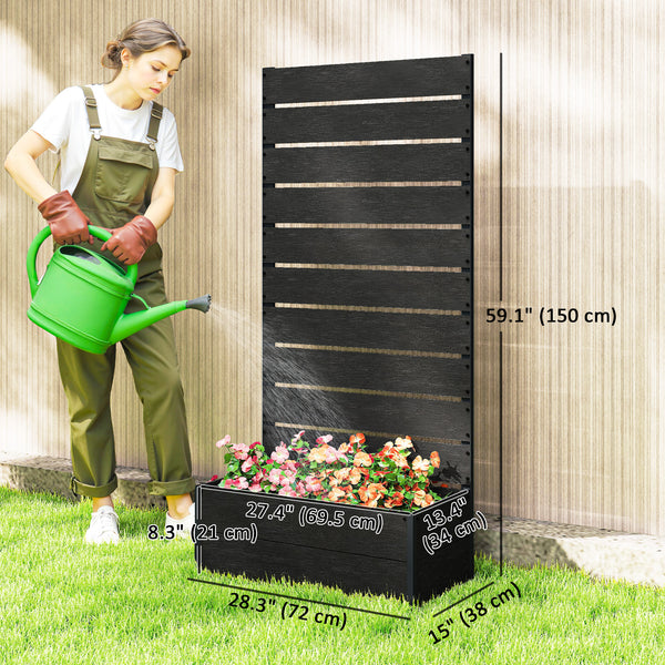 Raised planter with trellis for climbing plants, black