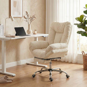 Large office chair with footrest, beige