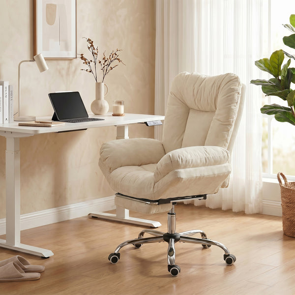 Large office chair with footrest, beige