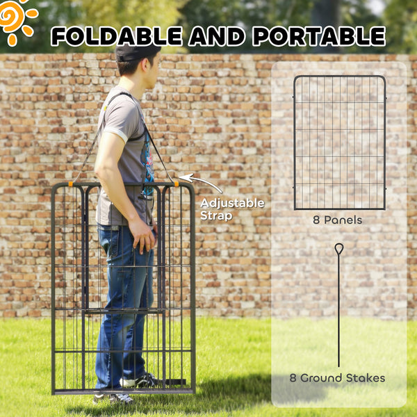 Dog Playpen, Indoor/Outdoor, Portable and Foldable, 8 Panels, with Door and Strap, for Large Dogs