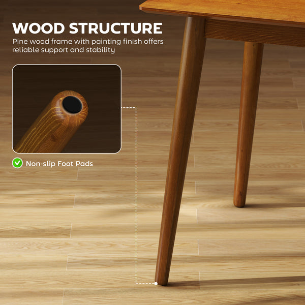 4-seater solid pine wood dining table, farmhouse style – Brown