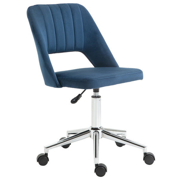 Blue velvet mid-back office chair
