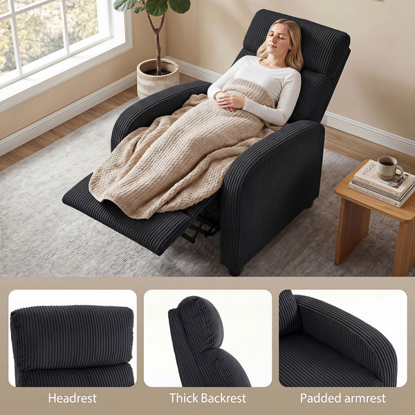 Black corduroy recliner