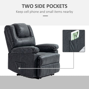 Manual Recliner Chair in Faux Leather, Black