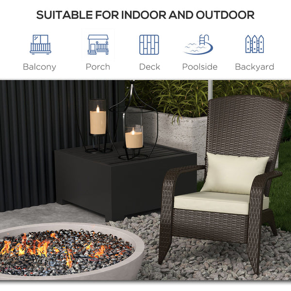 Rattan Adirondack Chair with Cushions for Patio, Khaki