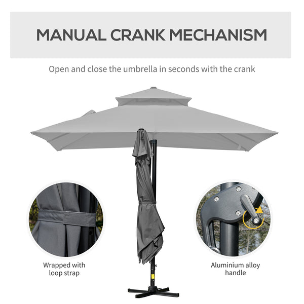 10-foot cantilever parasol with 5 adjustable tilt angles, protective cover, anthracite grey