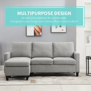Modern L-shaped corner sofa with ottoman, light grey