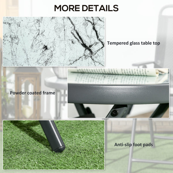 Round folding outdoor side table, white