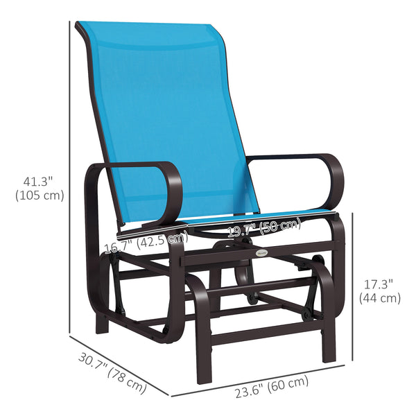 Rocking chair in breathable mesh fabric, brown/blue