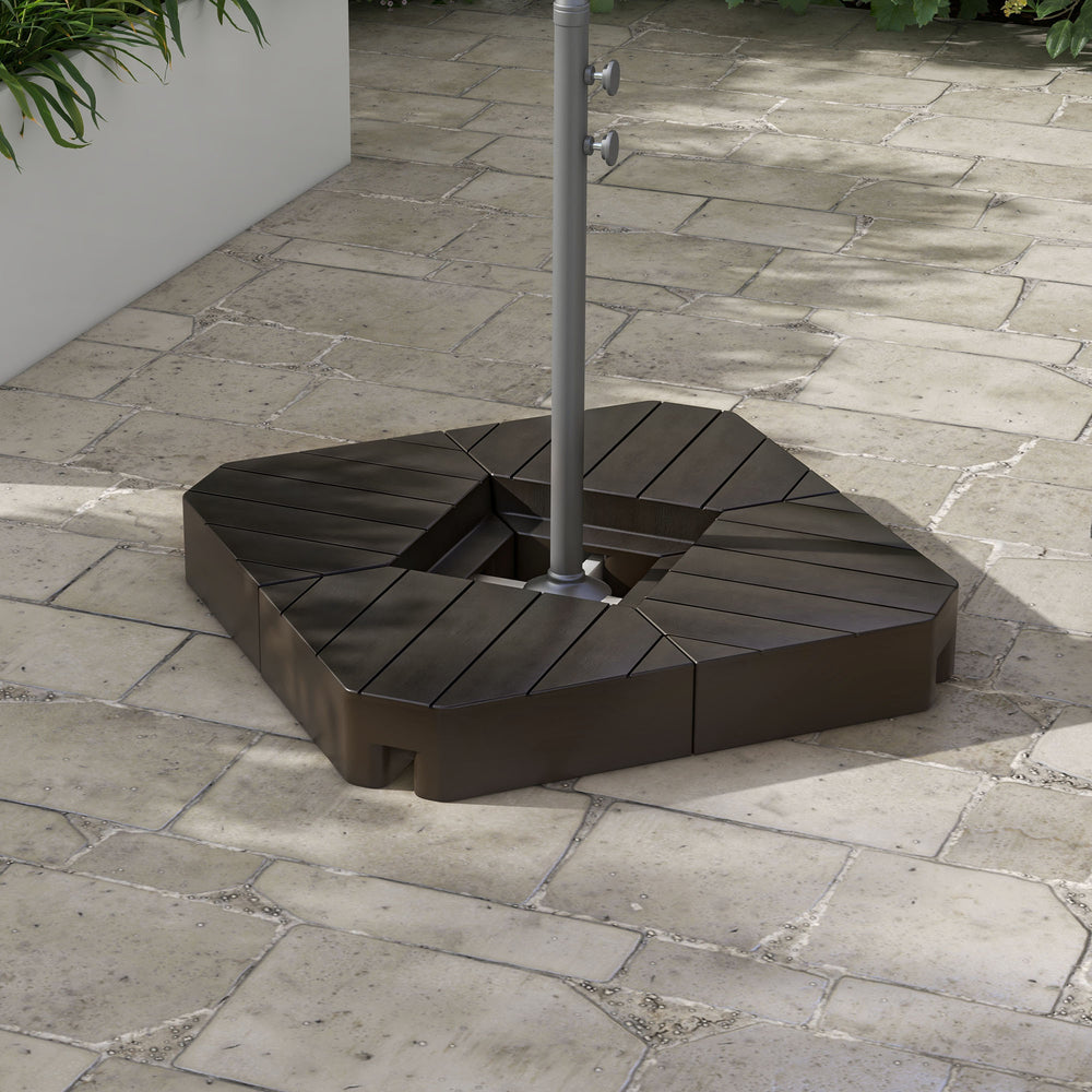 Offset parasol base with weight for outdoor parasol, capacity 60 kg (water) or 79 kg (sand), brown