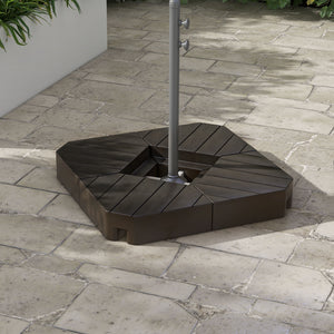 Offset parasol base with weight for outdoor parasol, capacity 60 kg (water) or 79 kg (sand), brown