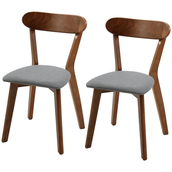 Wooden dining chairs, grey and brown, set of 2