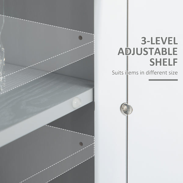 Kitchen cabinet with 3 mirror doors, 2 cupboards and an adjustable shelf, grey