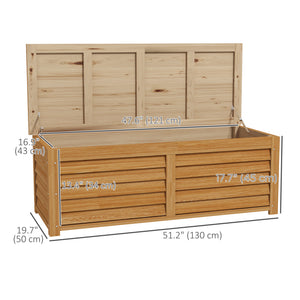 176L Outdoor Wooden Storage Box with 2 Safety Hinges, Light Brown