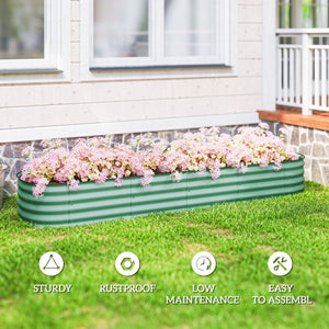 Galvanized raised planter kit with safety edging, green