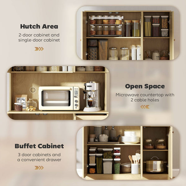 Bohemian style kitchen sideboard with microwave worktop