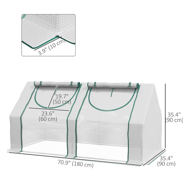 Portable mini greenhouse with 2 PE/plastic tarpaulins
