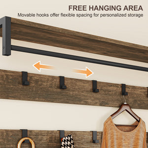 6-in-1 Entryway Cabinet with Bench and Shoe Rack, Rustic Brown