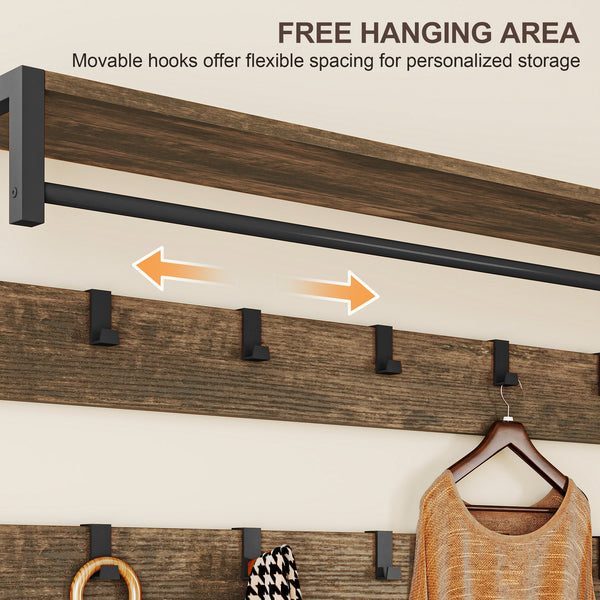 6-in-1 Entryway Cabinet with Bench and Shoe Rack, Rustic Brown