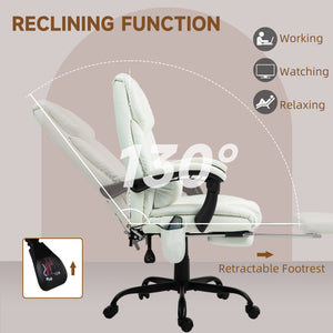 6-point vibrating massage chair with retractable footrest, white