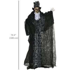 74" Animated Halloween Married Reaper with LED Eyes, Sounds, and Movements – Black