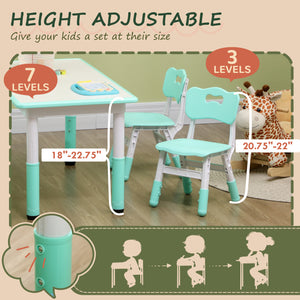 Children's table and 4 chairs set, green