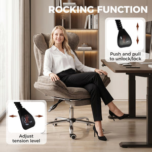 Reclining office chair with footrest, brown