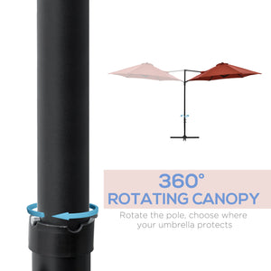 8.5ft Cantilever Patio Umbrella with 360° Rotation and Cross Base, Wine Red