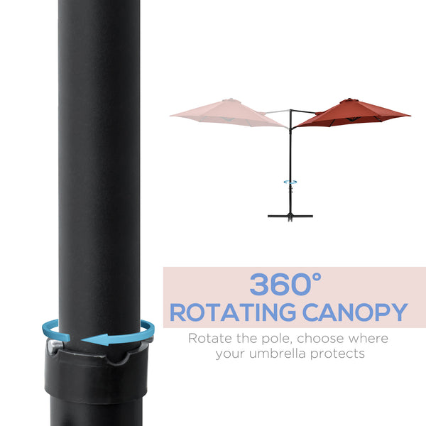 8.5ft Cantilever Patio Umbrella with 360° Rotation and Cross Base, Wine Red