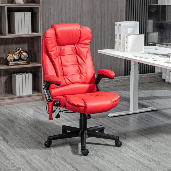 Massaging, heated and adjustable office chair in faux leather