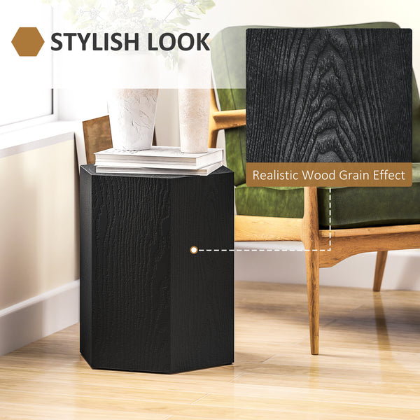 Hexagonal side table with 4 adjustable legs, black