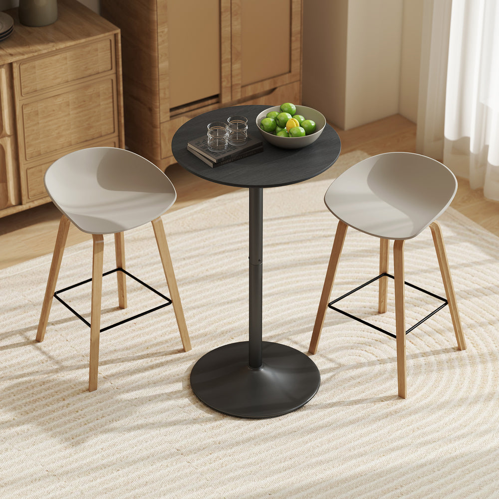 Round table with steel frame, black