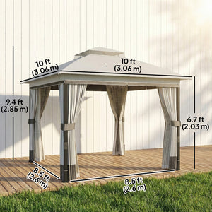 10 x 10 ft. Double Roof Gazebo with UPF50+ Protection, Light Gray