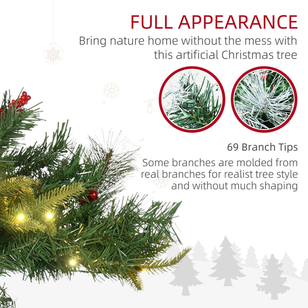 Small 1.5 ft lighted artificial Christmas tree with pinecones and red berries – Indoor and outdoor