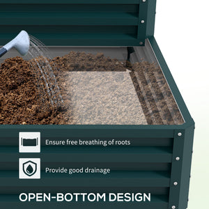 Galvanized 2-tier raised planter, green